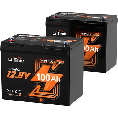 2 Pack 12V 100Ah RV Lithium Battery Group 24 Bluetooth LiFePO4 Battery Low-Temp Protection Mini Size