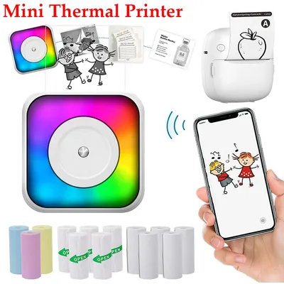 58mm Mini Portable Inkless Thermal Printer Wireless BT 200dpi Photo Label Memo Wrong Question