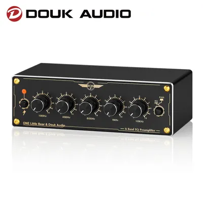 Douk Audio EQ5 2.0 Channel Mni 5-Band Analog EQ Preamp Audio Equalizer Home/Car Audio Processor