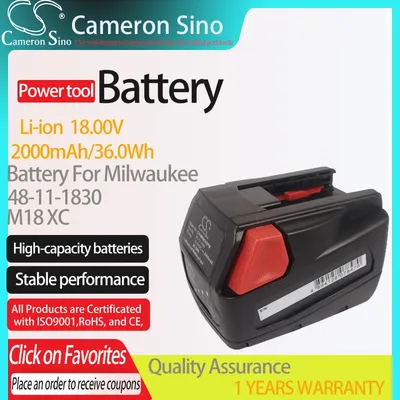 CameronSino Battery for Milwaukee 48-11-1830 fits Milwaukee M18 XC Power Tools Replacement battery