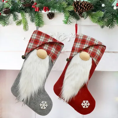 Christmas Santa Socks Decor Faceless Doll Christmas Socks Candy Bag Gift Bag Xmas Tree Decor