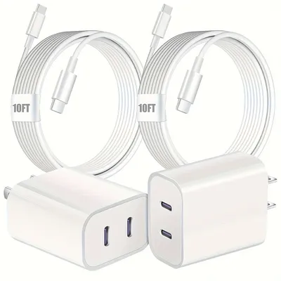 For IPhone16 Charger Fast Charging,2Pack 20W Type C Charger With 10-Ft USB C Charger Cable For