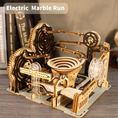 Electric 3D Wooden Puzzles Marble Run Model Kits Brain Teaser Puzzle DIY handmade Christmas