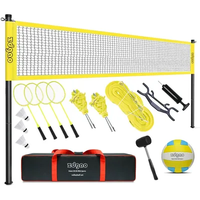 Set - Professional Volleyball Net for Lawn, Backyard, Easy Set up Volleyball Set with Carry Bag,