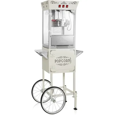 Midway Movie Theater-Style Popcorn Machine Maker with Cart and 10-Ounce Kettle - Cream,