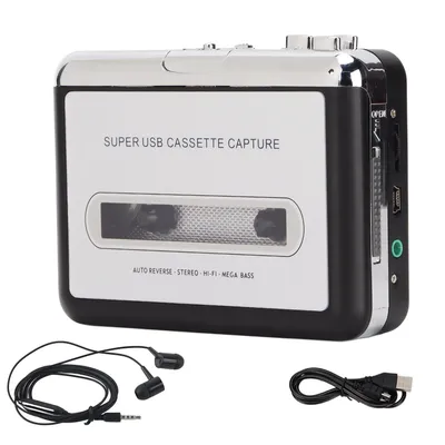 Portable Cassette Player Tape to MP3 Converter Stereo 3.5mm Portable USB Cassette Player with