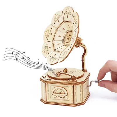 3d wooden puzzle phonograph music box You are my sunshine Handmade Assembly Model kit DIY Crafts