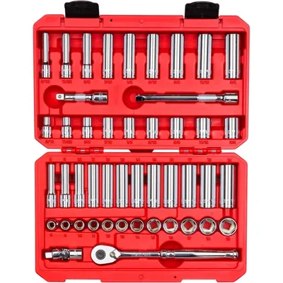 3/8 Inch Drive 6-Point Socket and Ratchet Set, 46-Piece (5/16-3/4 in., 8-19 mm) | SKT15301