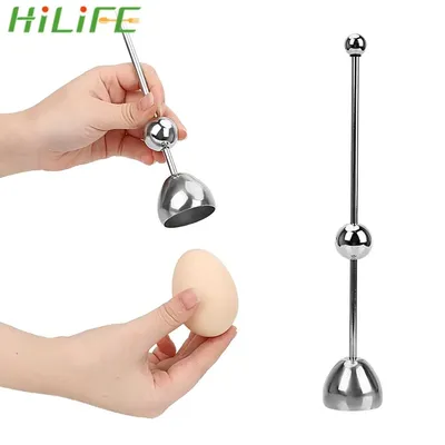 HILIFE Raw Egg Cracker Separator Egg Knocker Opener Boiled Egg Topper Shell Top Cutter Stainless