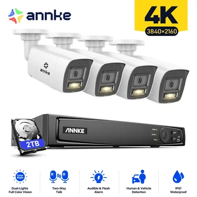 ANNKE 4K POE Video Security System Set 8MP Smart Dual-Light Bullet Network Camera Support