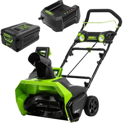 Greenworks 60V 20" Brushless Cordless Snow Blower (Single-Stage), 5.0 Ah Battery and Charger