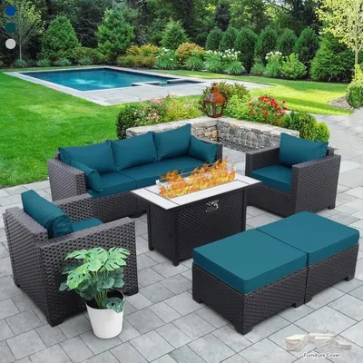 Outdoor Patio Furniture 60000 BTU Outdoor Propane Fire Pit Table Patio Furniture Set 45 In Outdoor