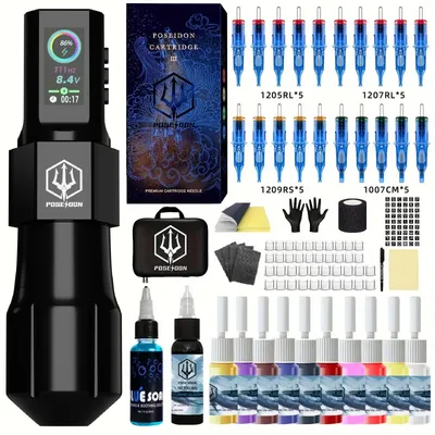 Tattoo Kit POSEIDON Hot Sale Tattoo Pen Kit For Permanent Makeup Tattoo Machine Kit Fashion Tattoo