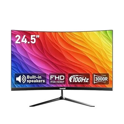 24.5-inch PC Screen, Curved(3000R) 100hz Gaming Monitor with Built-in Speakers FHD 1080p 1ms