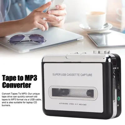 Tape to MP3 Converter Stereo 3.5mm Portable USB Cassette Player with Earphone for Laptop PC Portable