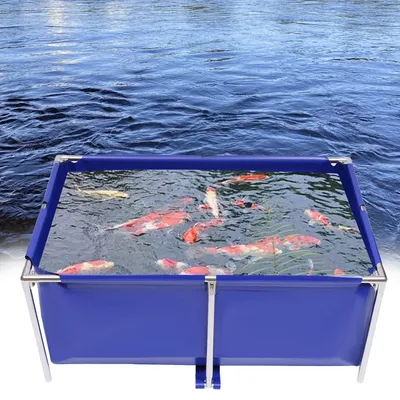 Blue Cuboid Canvas Fish Pond Aquarium Fish Water Tank Coating Koi Breeding Pond