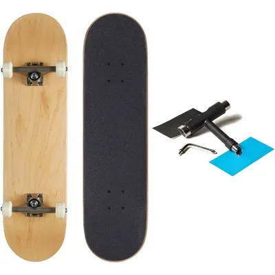 Long Board Skateboard | Natural Maple Wood | Professional Grade | Fully Assembled with Skateboard