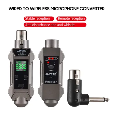 UHF Professional Wired to Wireless Microphone Converter Micphone Transmitter & Receiver Receiving