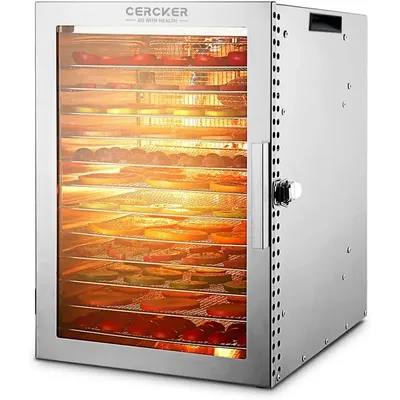 Machine 12 Stainless Steel Trays, 800W Dehydrator for Herbs, 10.9ft² Meat Dehydrator for Jerky,190ºF