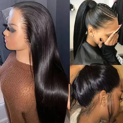 Glueless Invisi-Drawstring 360 Lace Front Wigs Human Hair Wear&Go Straight Full Lace Frontal Wig 180% HD Transparent Virgin Hair