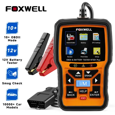 FOXWELL NT301 PLUS OBD2 Scanner EOBD OBD 12V Car Battery Tester Cranking Test Engine Check Fault