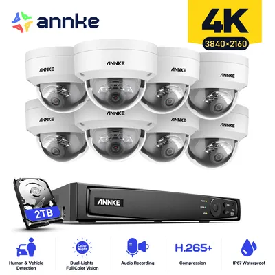 ANNKE 4K 8CH POE Network Video Surveillance System NVR Recorder With 8PCS 4PCS 8MP Audio Recording