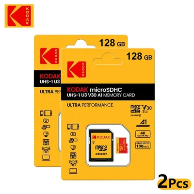 2Pcs KODAK MicroSD Card Memory Card Class10 32GB 64GB 128GB U3 4K High Speed Flash Memory TF Flash