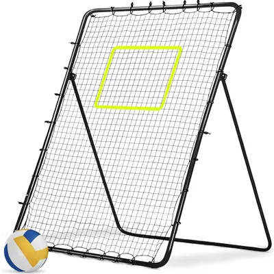 Rebounder Net 5x7ft Volleyball Bounce Back Net, 5 Adjustable Rebound Angles with Neon Target and