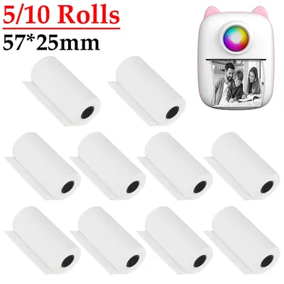 5/10Rolls 57x25 MM Thermal Paper White Children Camera Instant Print Kids Camera Printing Paper