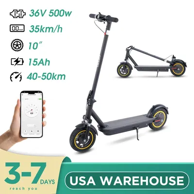 36v 500w 22mph Electric Scooter 25mile 15Ah Foldable Front Suspension 10inch Solid Tire With Smart