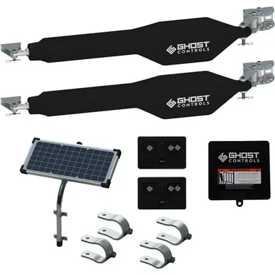 GC GHOST CONTROLS Heavy-Duty Solar Automatic Gate Opener Kit for Driveway Swing Gates with