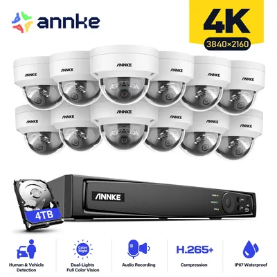 ANNKE 16CH 4K Ultra HD POE Network Video Security System 8MP H.265 NVR With 12X 8MP 30m EXIR Night