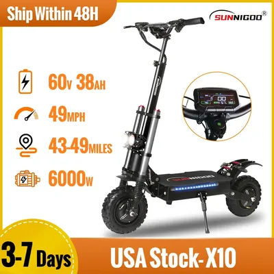 SUNNIGOO 50Mph Fast Electric Scooter for Adults Off Road Tire 6000W Powerful Dual Motor Hydraulic