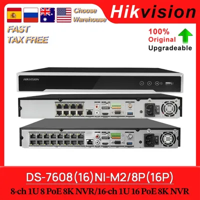 Hikvision Original Network Video Recorder DS-7608NI-M2/8P DS-7616NI-M2/16P 8-ch/16-ch 1U 8/16 PoE 8K