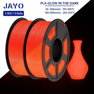 JAYO PLA Filament 1.75mm 2 Rolls Golw In The Dark PLA 3D Filament for FDM 3D Printer Neatly Wound 3D