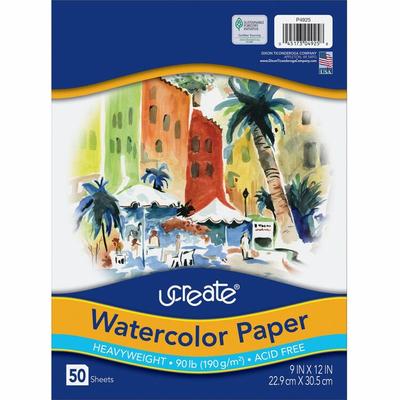 UCreate 9" x 12" Watercolor Paper (PAC4925) Pack of 50 Fine Art Paper