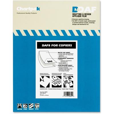 Chartpak Self Adhesive Drafting Applique Film for Copiers, 8 1/2x11, 100 Matte Sheets/Box (CHADAF8) Pack of 100 Chartpak® Carbon Paper
