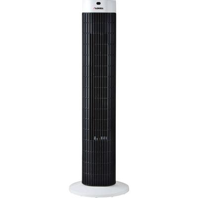 Lorell Tower Fan, 30" Diameter, 3 Speed, Sleep Mode, Breeze Mode, Oscillating, Timer, 30.2", x 9.5" x 9.5" Depth, Plastic, Black, Silver (LLR00075) Ea