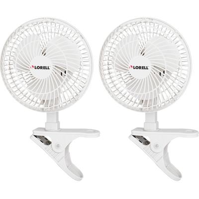 Lorell 6" Clip-On Fans, 2-Speed, 5' Cord, 8" x 6" x 9-1/2", 2/BD, White (LLR44552BD) Pack of 2 Portable Fan