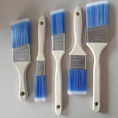 TEMU 5pcs Paint Brush Set, Dual-tone Bristles, Metal & Wooden Handle, Mixed Flat And Angled Brushes For Wall & Furniture Painting Image