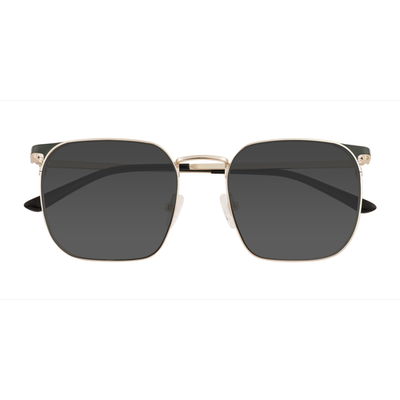 Male s square Shiny Gold Green Metal Prescription sunglasses - Eyebuydirect s Grey