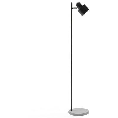 Beliani - Stehlampe Schwarz Metall 149 cm Betonfuß verstellbarer Schirm Scheinwerfer-Look Kabel mit