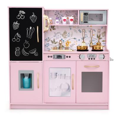 Costway Toddler Pretend Play Kitchen for Boys and Girls 3-6 Years Old-Light Pink