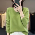 2024 100% Merino Pura Lana Con Scollo A V Autunno E Inverno Pullover Maglione Nuovo Maglione di Cachemire delle Donne Casual Top Lavorato A Maglia DMR201