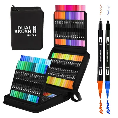 120/168 Farben Dual Brush Art Markers Set Fine & Brush Tip Malbuch Handschriftzug Zeichnung Kunstbedarf Kit Schulbedarf