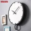 Großhandel Schwingen Große Wanduhr Moderne Design 3D Vintage Rahmenlose Wohnzimmer Handwerk Set Zeit Holz Weiß 12-14 zoll