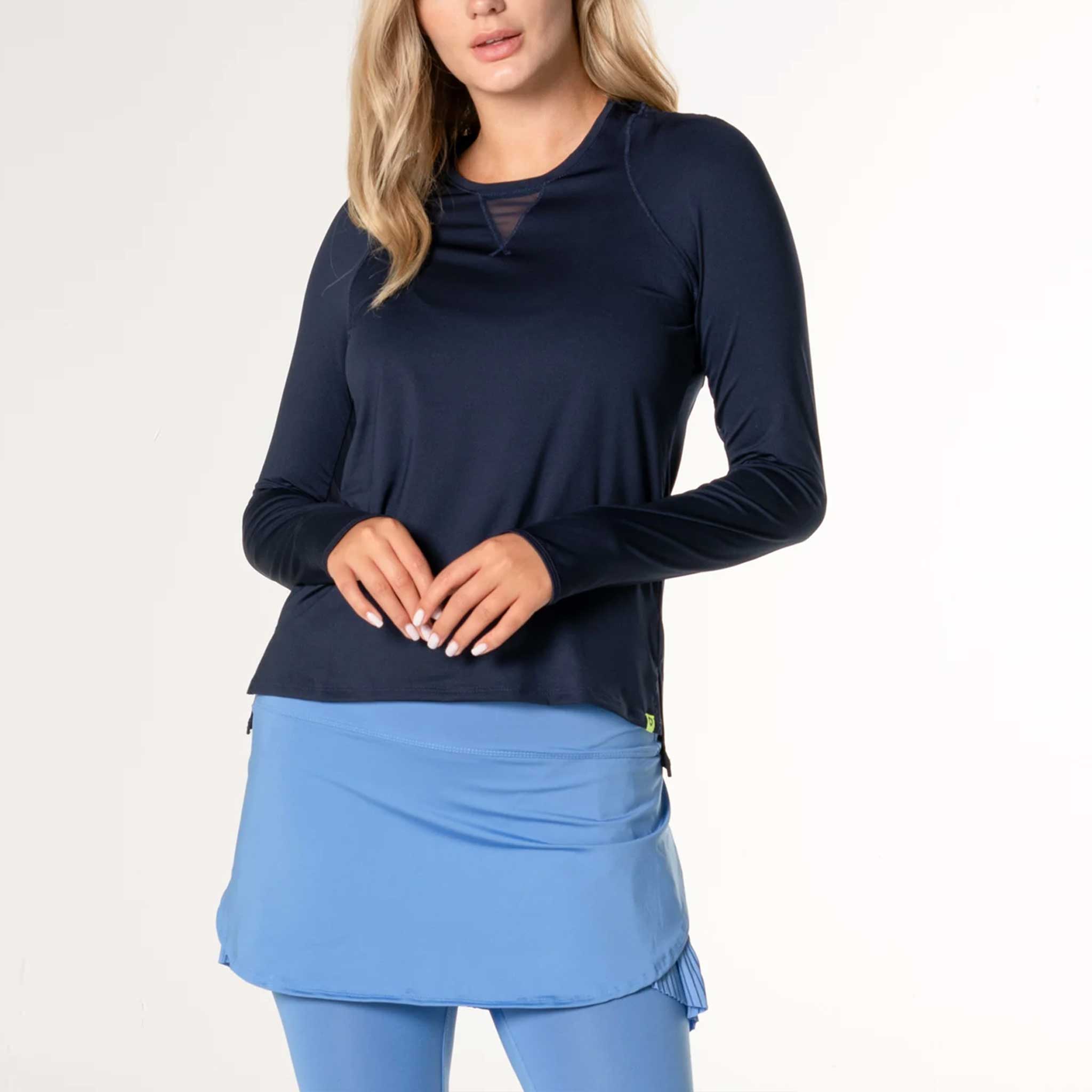 Lucky In Love LUV High Low Breezy Long Sleeve Women's Tennis Apparel Midnight