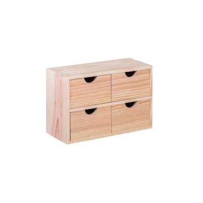 WellHome - Block mit 4 Schubladen aus Kiefernholz, naturfarben, 32 x 14 x 21,5 cm Image