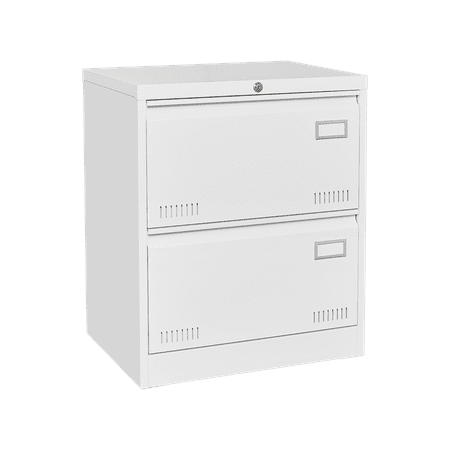 2 Drawer Lateral File Cabinet Lateral Metal Filing Cabinet with Lock and 2 Foldable Keys File Cabinet for Home Office Anti-Tip 3 Storage Drawers for Letter/Legal/A4/F4 Size White