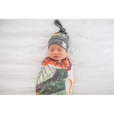 Copper Pearl Newborn Top Knot Hat - Raven